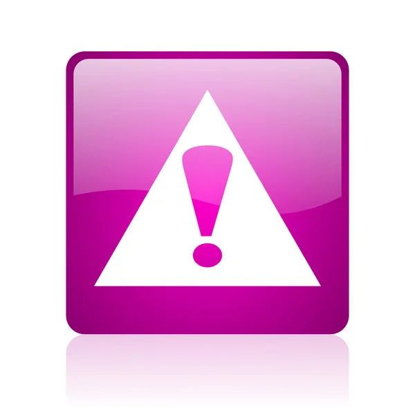 Warning violet square web glossy icon — Stock Photo, Image