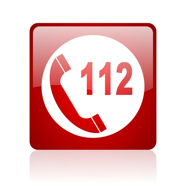 Emergency call red square web glossy icon — Stock Photo, Image