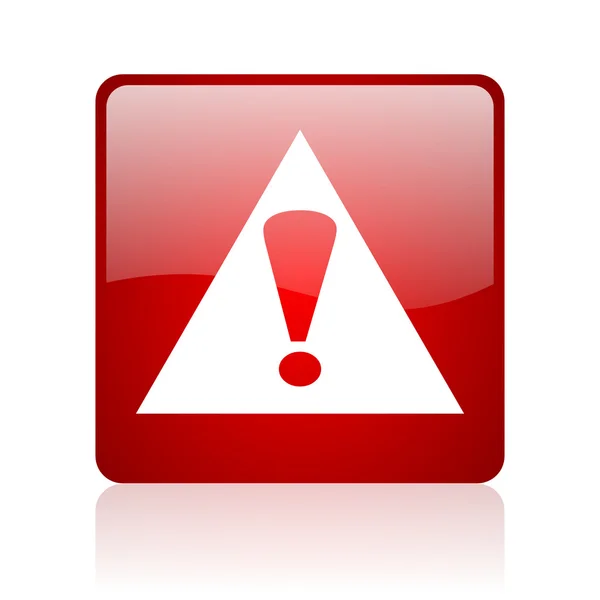 Warning red square web glossy icon — Stock Photo, Image