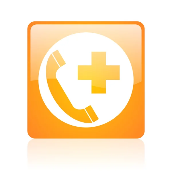 Emergency call orange square web glossy icon — Stock Photo, Image