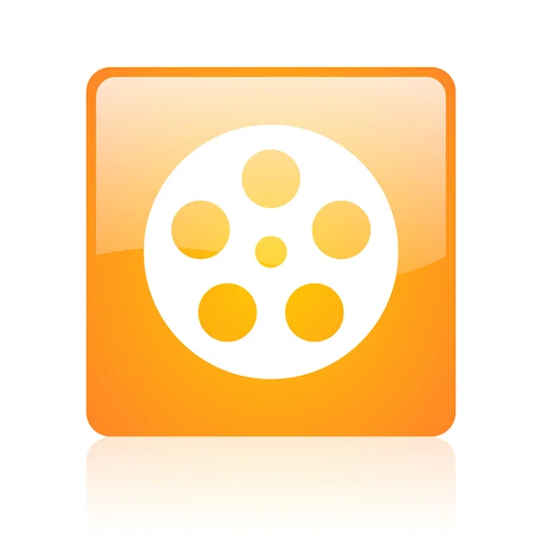 Film Orange Quadrat Web Hochglanz-Symbol — Stockfoto