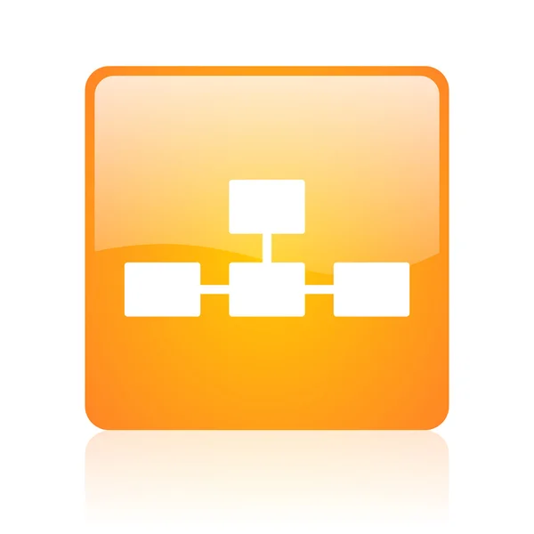 Γυαλιστερό εικονίδιο πορτοκαλί τετράγωνο web βάσης δεδομένων — Φωτογραφία Αρχείου