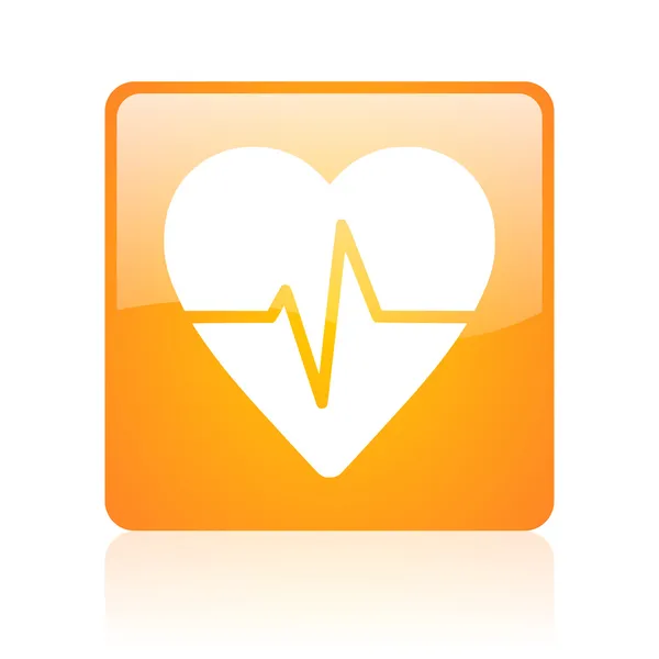 Cardiogramme orange carré web icône brillante — Photo