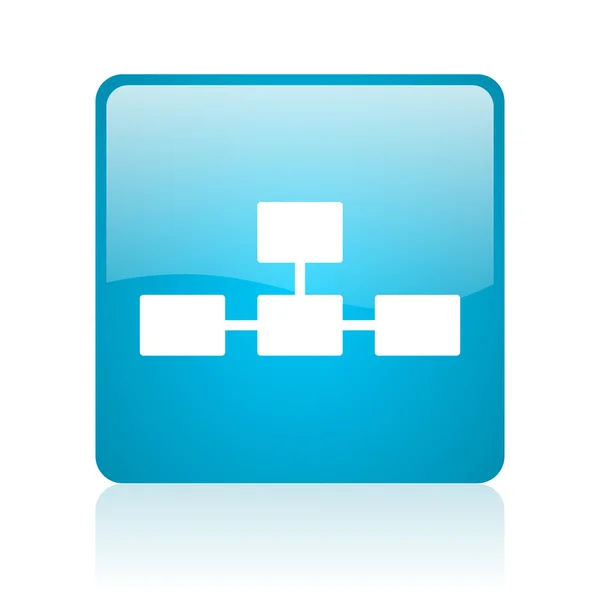 Glanzende blauwe vierkante web het pictogram database — Stockfoto