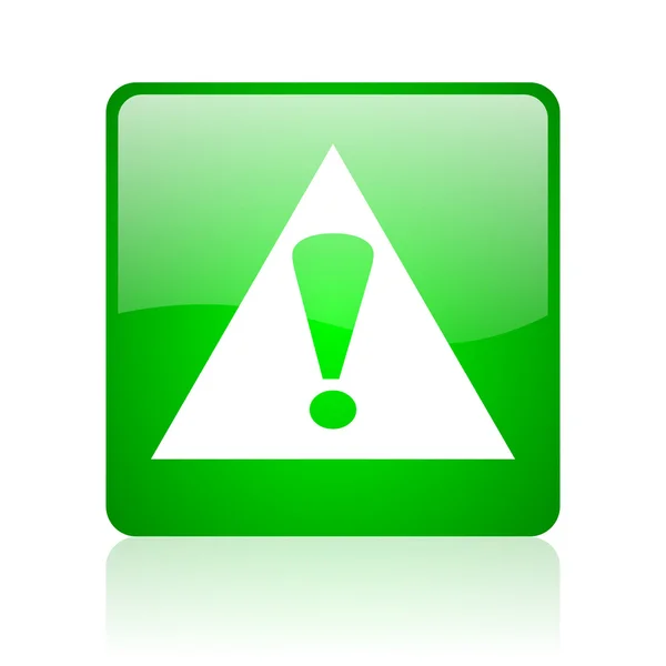 Предупреждение зеленый квадратный глянцевый значок — стоковое фото