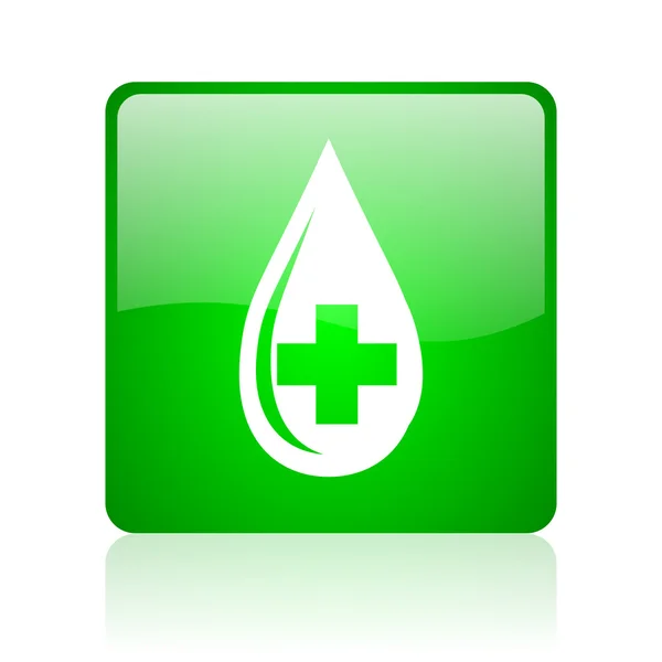 Blood green square web glossy icon — Stock Photo, Image