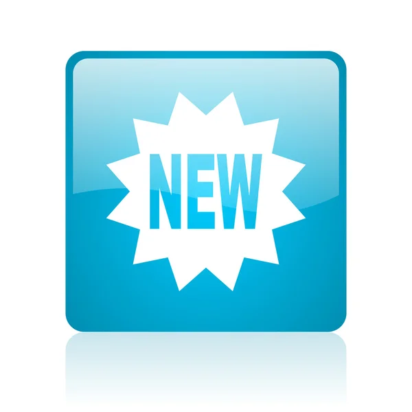 Novo ícone azul quadrado web brilhante — Fotografia de Stock