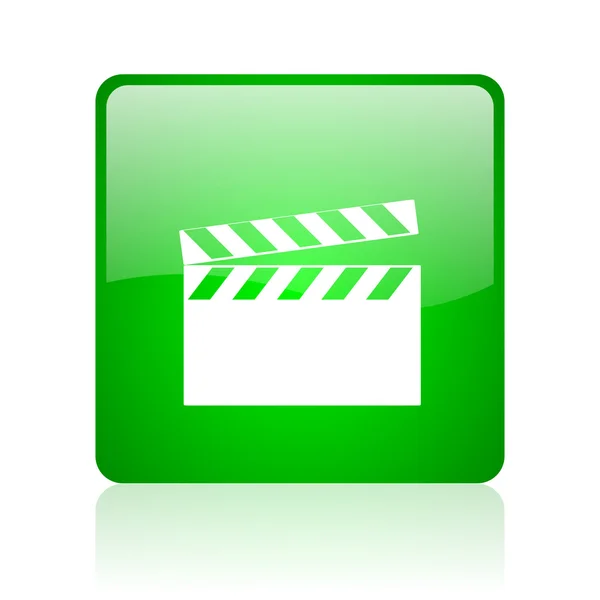 Film grüne quadratische Web-Hochglanz-Symbol — Stockfoto