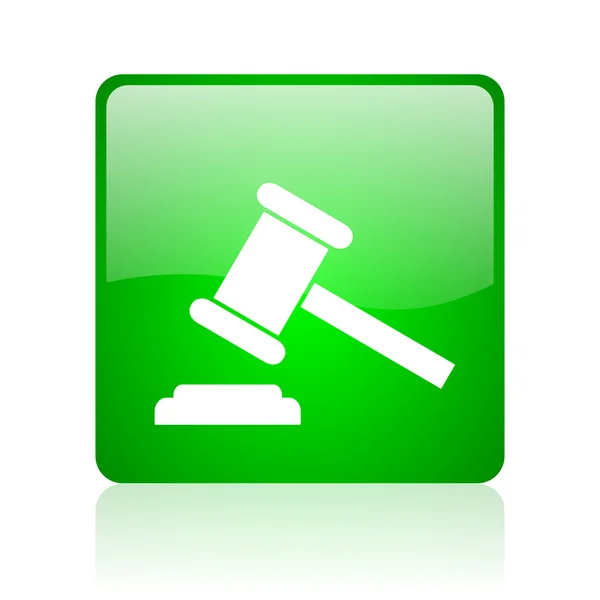 Törvény zöld négyzet pókháló fényes ikon — Stock Fotó