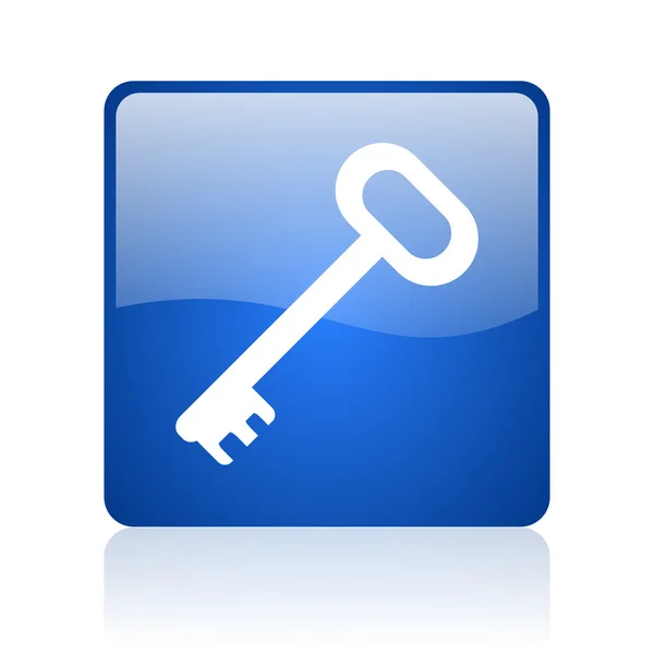 Key blue square web glossy icon — Stock Photo, Image
