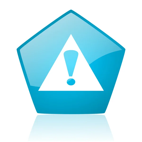 Aviso azul pentágono web ícone brilhante — Fotografia de Stock