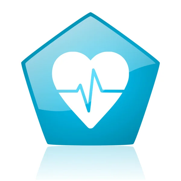 Lesklý ikona webové kardiogram modrý pětiúhelník — Stock fotografie