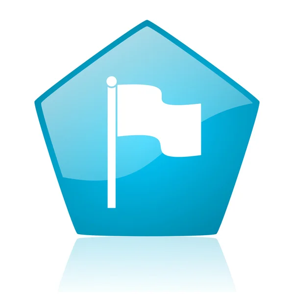 Прапор синій п'ятикутник веб глянцевий значок — стокове фото