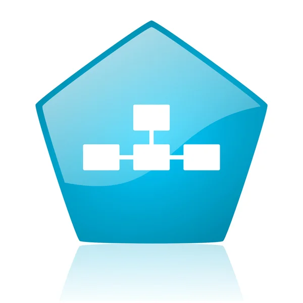 Glanzende pictogram van het web van database-blauwe pentagon — Stockfoto