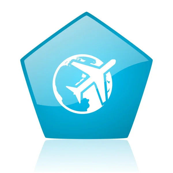 Travel blue pentagon web glossy icon — Stock Photo, Image