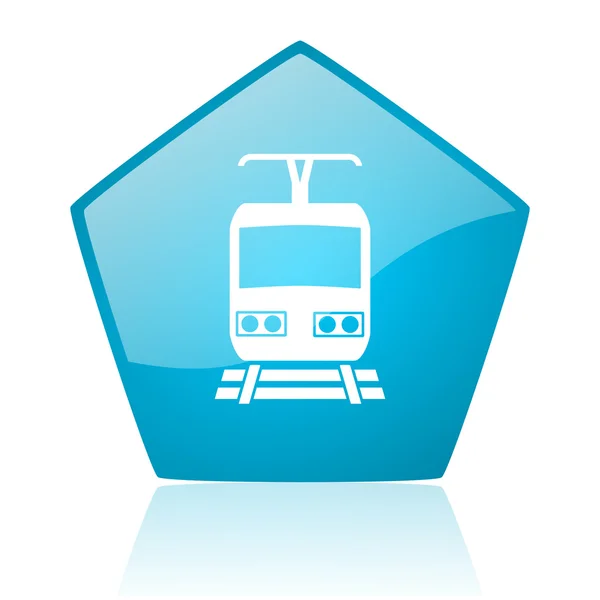 Tren azul pentágono web brillante icono —  Fotos de Stock