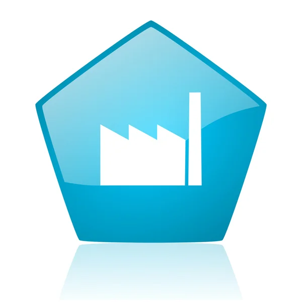 Industria azul pentágono web brillante icono — Foto de Stock