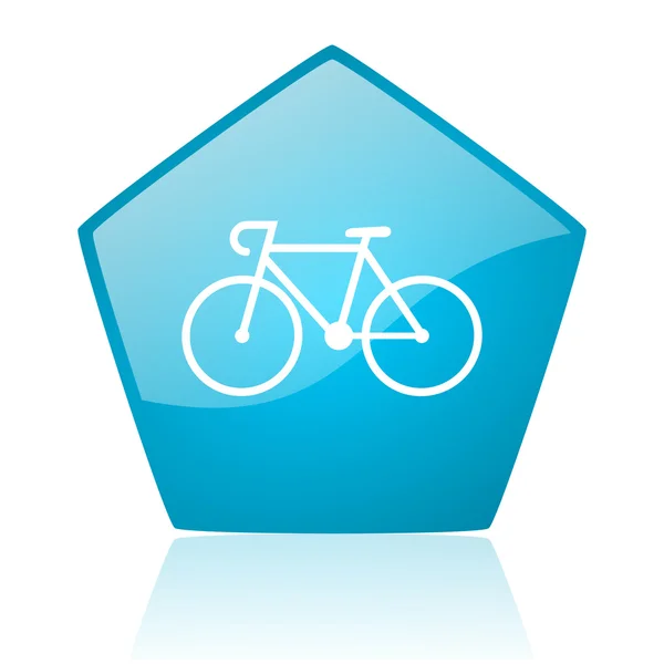 Kerékpár kék pentagon web fényes ikon — Stock Fotó