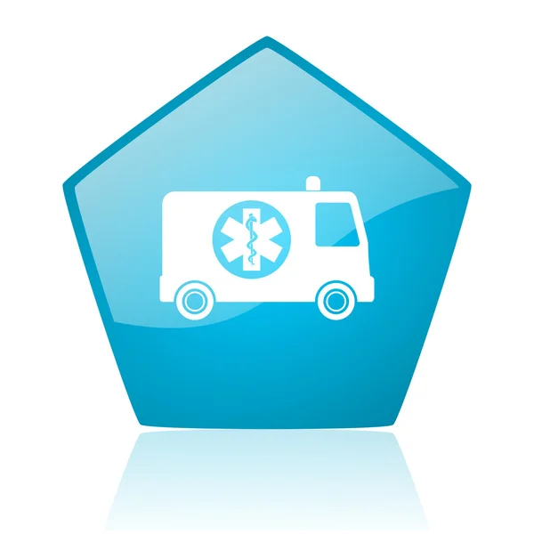 Ambulancia azul pentágono web brillante icono —  Fotos de Stock
