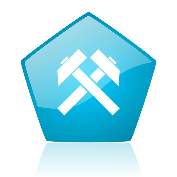 Lesklý ikona webové důlní modrý pětiúhelník — Stock fotografie