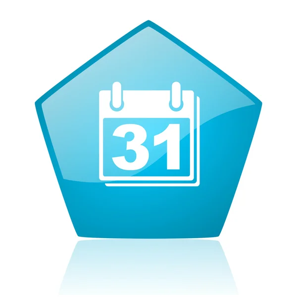 Calendario azul pentágono web icono brillante —  Fotos de Stock
