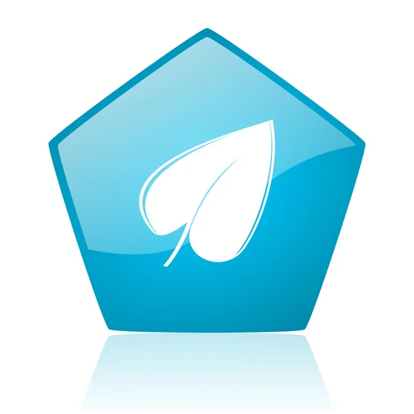 Leaf blue pentagon web glossy icon — Stock Photo, Image