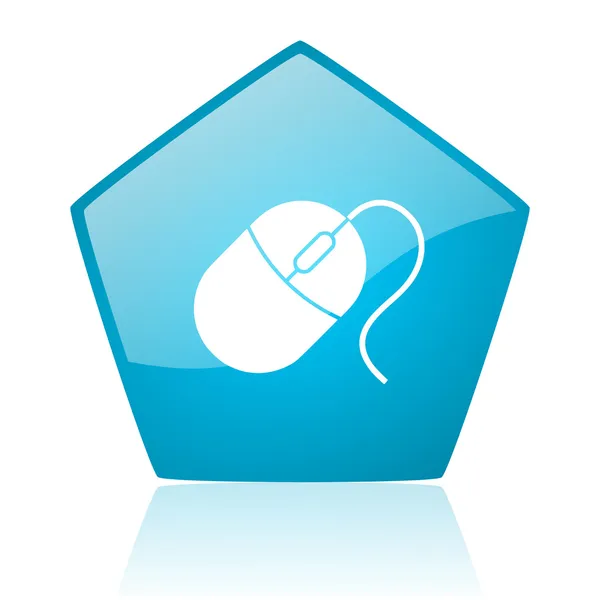 Mouse blue pentagon web glossy icon — Stock Photo, Image