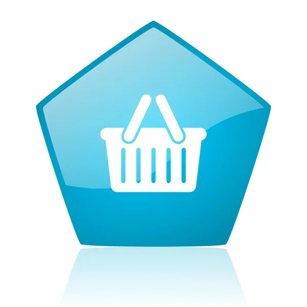 Zakupy koszyka niebieski Pentagonu WWW błyszczący ikona — Zdjęcie stockowe