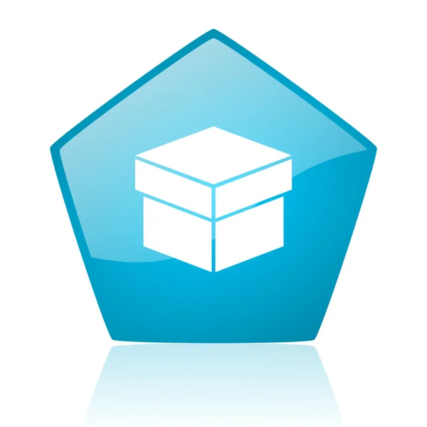 Box blue pentagon web glossy icon — Stock Photo, Image