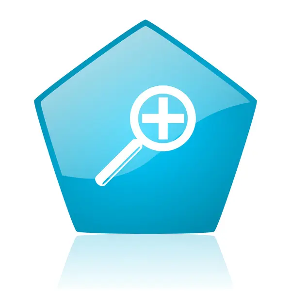 Lesklý ikona webové zvětšení modrý pětiúhelník — Stock fotografie