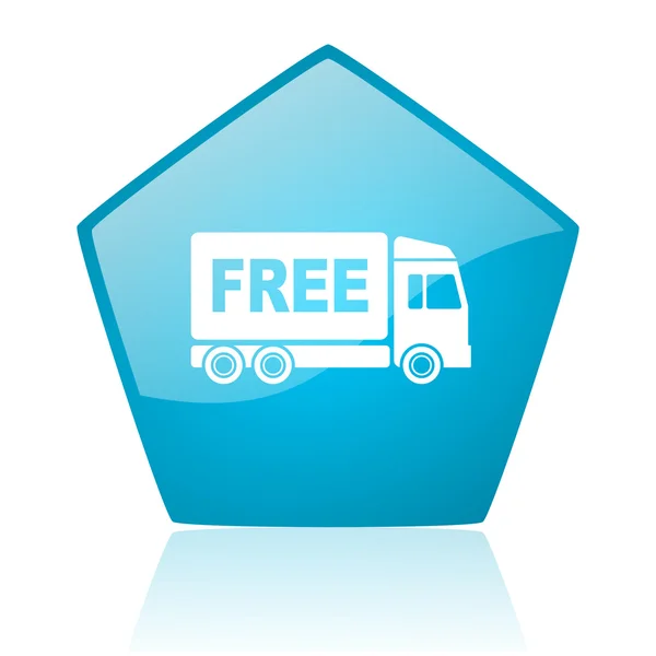 Free delivery blue pentagon web glossy icon — Stock Photo, Image
