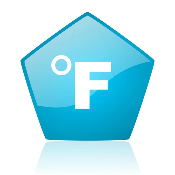 Lesklý ikona webové Fahrenheita modrý pětiúhelník — Stock fotografie