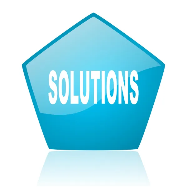 Solutions bleu pentagone web icône brillante — Photo