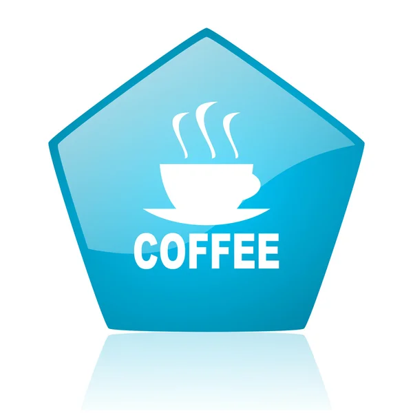 Koffie blauwe pentagon web glanzende pictogram — Stockfoto