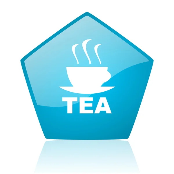 Chá azul pentágono web ícone brilhante — Fotografia de Stock