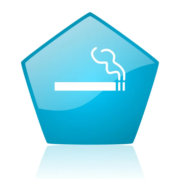 喫煙青い五角形 web 光沢のあるアイコン — ストック写真
