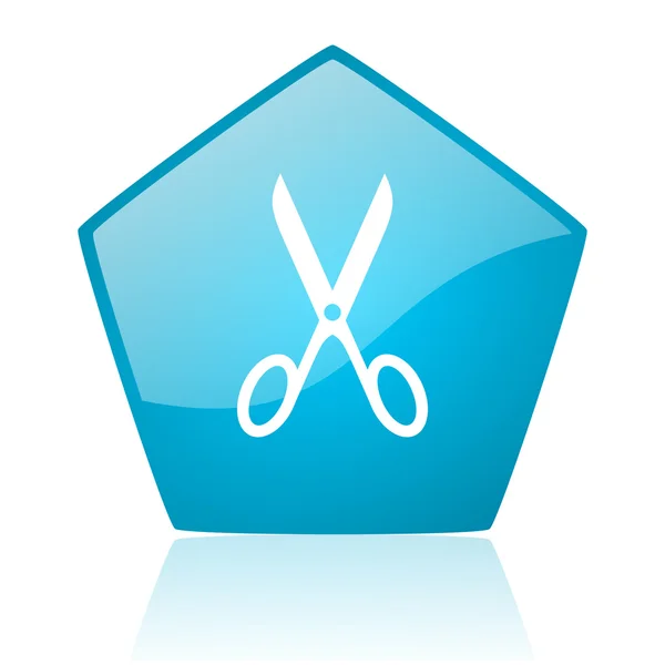 Scissors blue pentagon web glossy icon — Stock Photo, Image