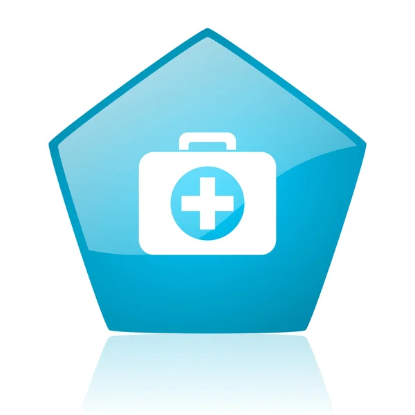 Kit di pronto soccorso blu pentagono web icona lucida — Foto Stock