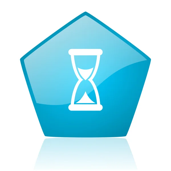 Lesklý ikona webové čas modrý pětiúhelník — Stock fotografie