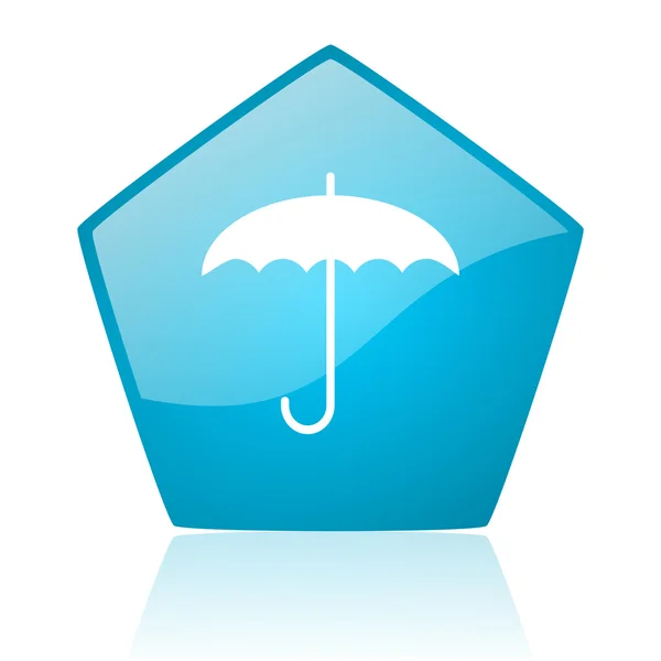 Lesklý ikona webové deštník modrý pětiúhelník — Stock fotografie