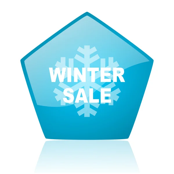 Winter sale blue pentagon web glossy icon — Stock Photo, Image