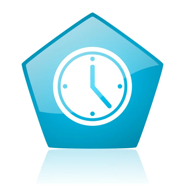 Clock blue pentagon web glossy icon — Stock Photo, Image