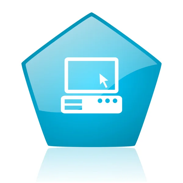 PC blauwe pentagon web glanzende pictogram — Stockfoto
