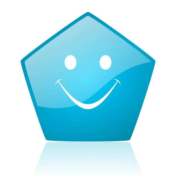 Sonrisa azul pentágono web brillante icono — Foto de Stock