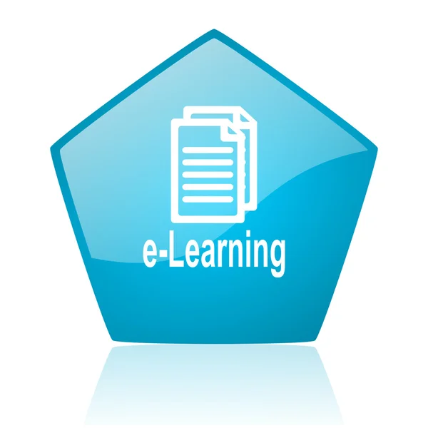 E-learning μπλε Πενταγώνου γυαλιστερό εικονίδιο web — Φωτογραφία Αρχείου