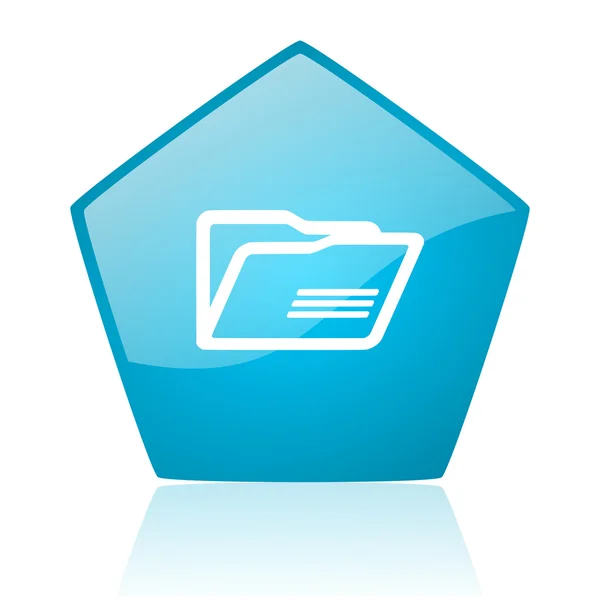 Folder blue pentagon web glossy icon — Stock Photo, Image