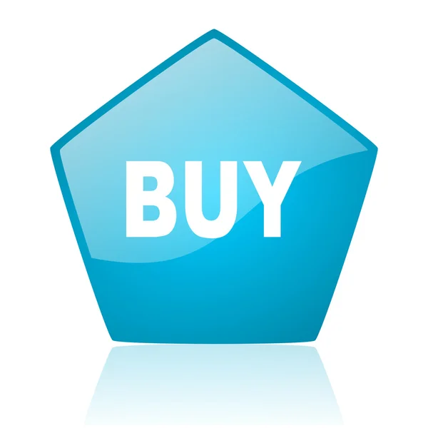 Vásárlás kék pentagon web fényes ikon — Stock Fotó
