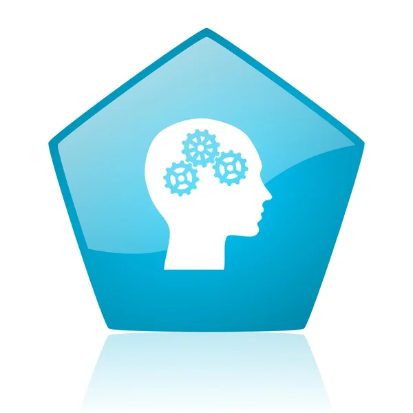 Head blue pentagon web glossy icon — Stock Photo, Image