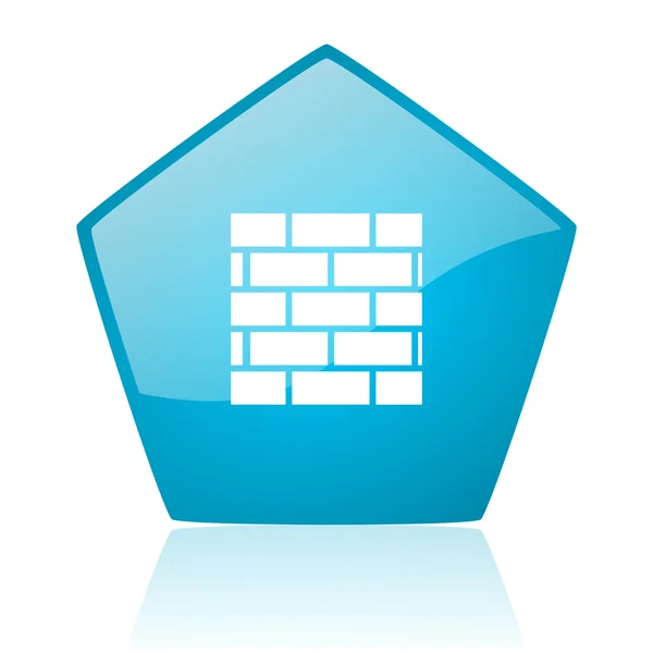 Firewall azul pentágono web ícone brilhante — Fotografia de Stock