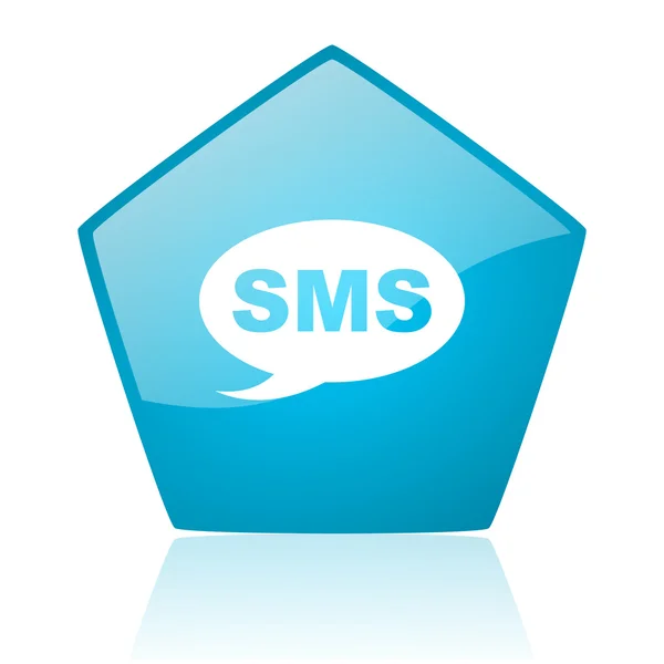 SMS mavi pentagon web parlak simgesi — Stok fotoğraf